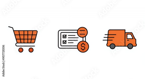Online Shopping and Delivery Process Illustration