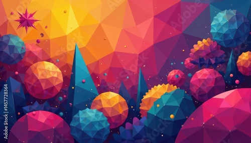 Geometric abstract shapes, bold colors, modern style, triangle, background
