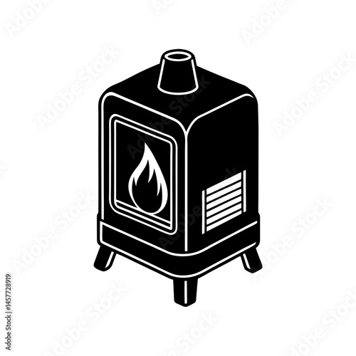 Portable fireplace heater with glass tube design illustration