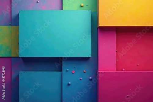 Geometric shapes, vibrant color blocks, modern style, triangles, backdrop, color
