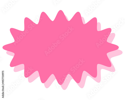 シンプルなカラーの吹き出し　細長い丸みのあるギザギザした形