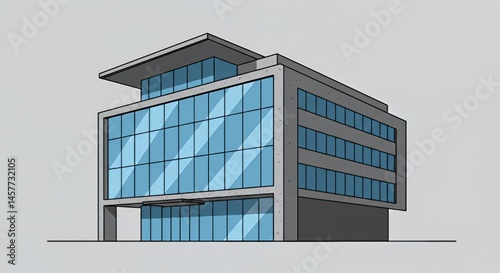 Modern Office Building Architectural Illustration