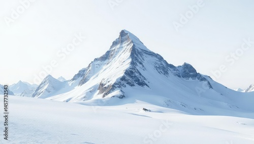 Wallpaper Mural Snow-covered mountain peak, stark white landscape, monochrome, panoramic, ice Torontodigital.ca