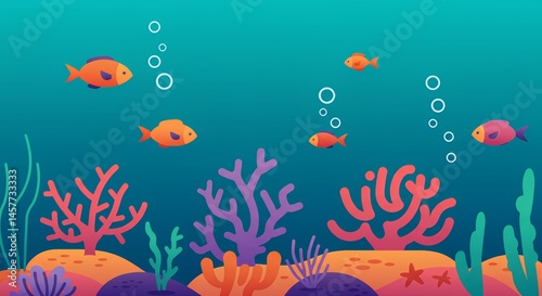Vibrant Underwater Scene: Colorful Fish and Coral Reef