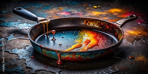 Long Exposure: Textured Spray Painted Cast Iron Skillet Background