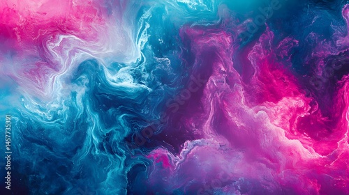 Professional Magenta and Blue Neon Background with Waves for Abstract Designs