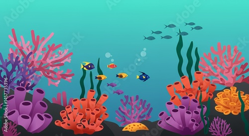 Vibrant Underwater Paradise: A Colorful Coral Reef Scene