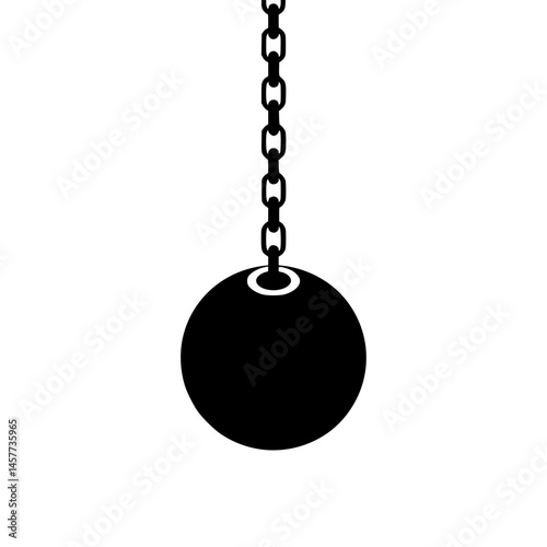 Black Sphere on Chain - Vector Icon