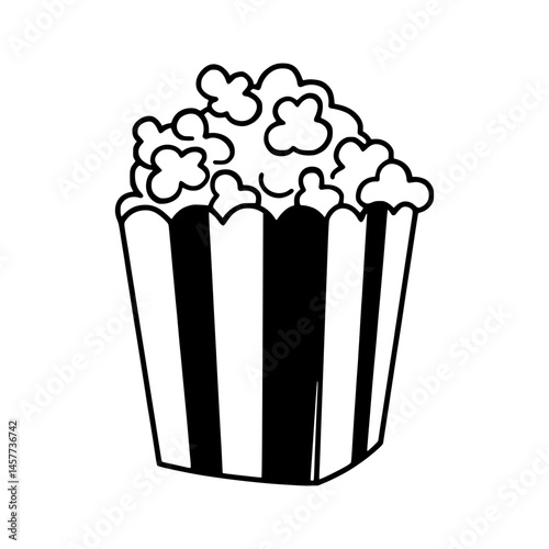 Black & White Popcorn Bucket Illustration