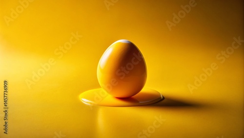 Low Light Photo: Yellow Egg with White Yolk on Yellow Background