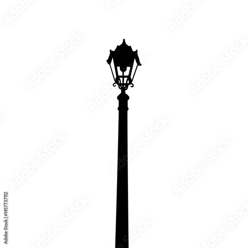 Black Silhouette Street Lamp - Minimalist Icon