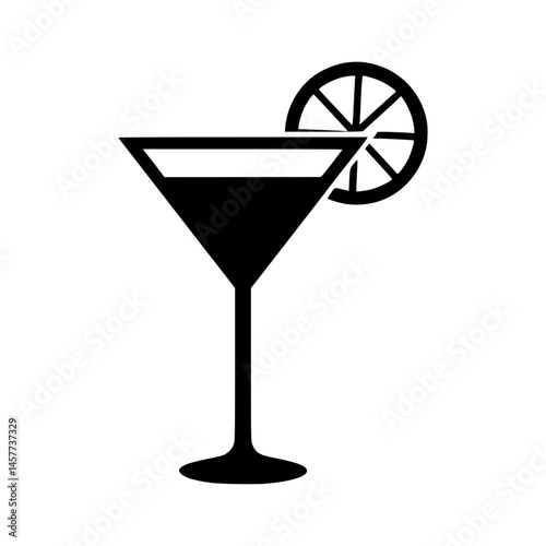 Martini Icon - Black Silhouette