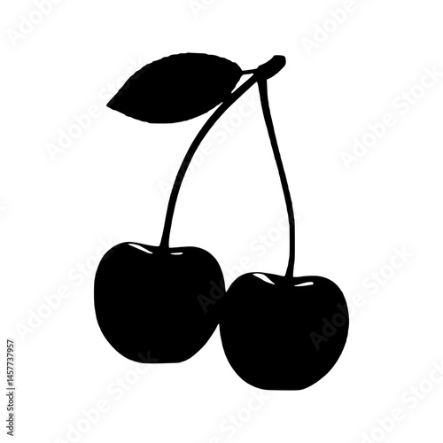 Black Cherry Silhouette Vector Illustration