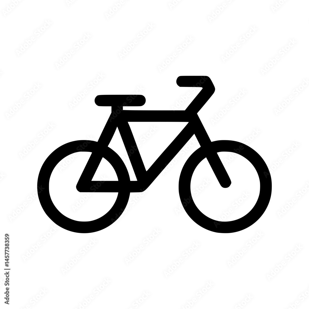 Fototapeta premium Black Bicycle Icon - Simple Outline Vector