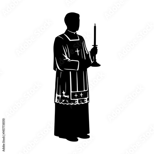 Silhouette Priest Candle - Religious Icon