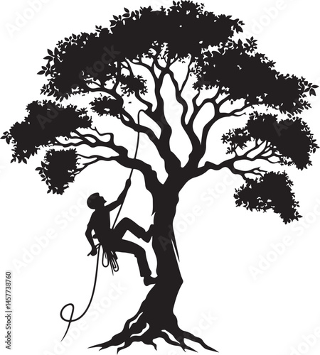 Silhouette Art of Tree Work Climbers