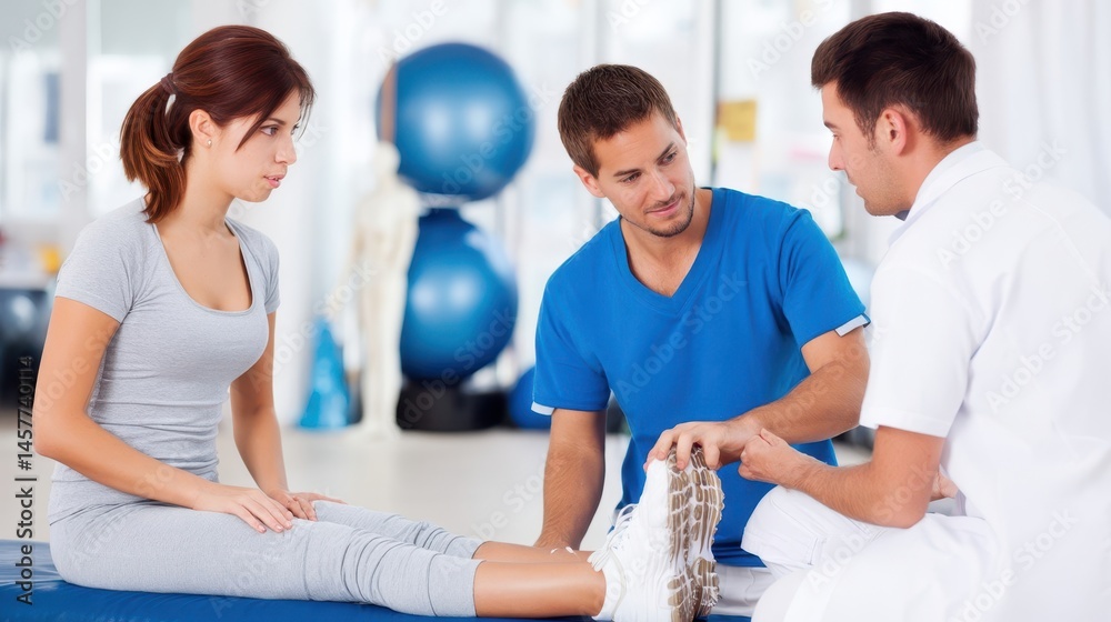 Obraz premium Physiotherapy consultation in a medical clinic.