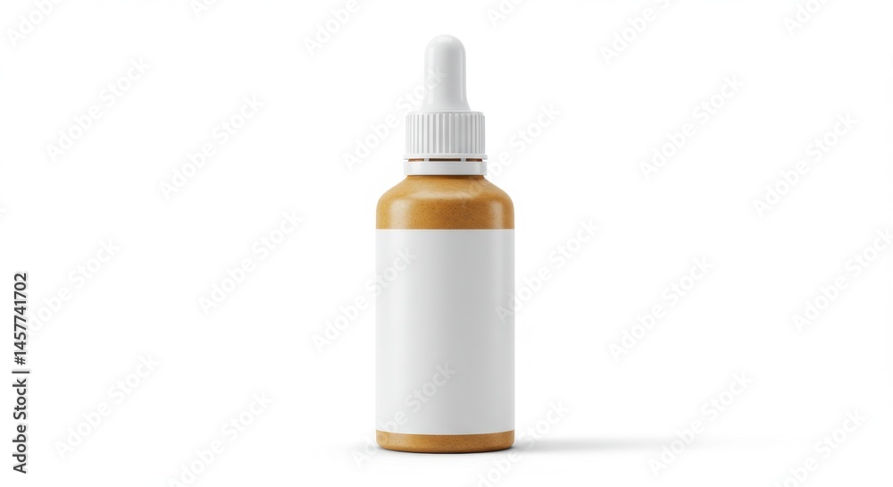 Dropper Bottle with Blank Label on White Dropper Bottle with Blank Label on White