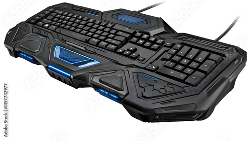 Modern gaming keyboard with blue accents