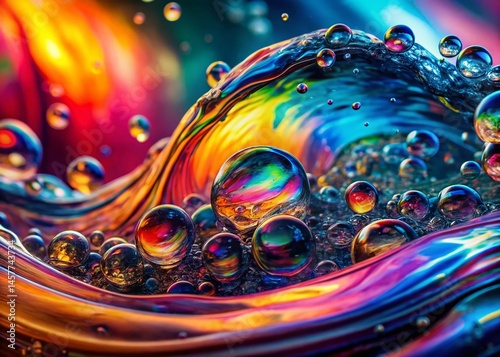 Macro Abstract Water Bubbles: Colorful Fluid Art Photography
