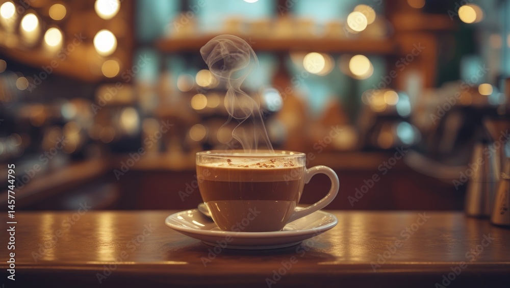 Obraz premium Cinematic Coffee Shop Keyframe, Vintage Film Coffee Aesthetic, Warm Coffee Shop Scene