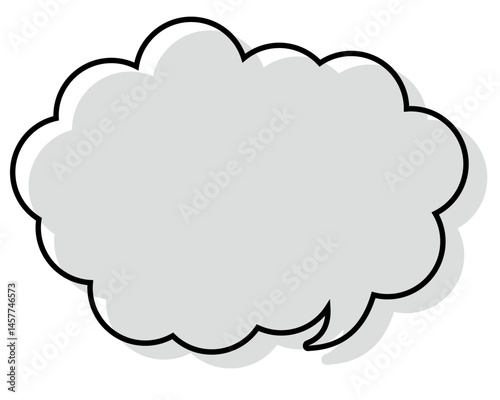 シンプルな線がずれた吹き出し　丸みのある雲形