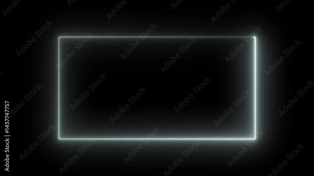 Glowing Neon light frame rectangle loading icon background in 4k video Glowing Neon light frame rectangle loading icon background in 4k video
