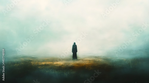 Ethereal Landscape with Mysterious Figure - Conceptual Art for Design Projects