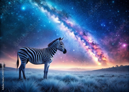Magical Night Sky Zebra Stripes: Minimalist Celestial Pattern Stock Photo