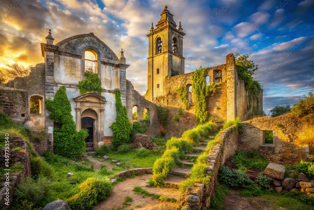 Fototapeta premium Majestic Ruins of Matriz Church, Alcantara Historic City - Portugal