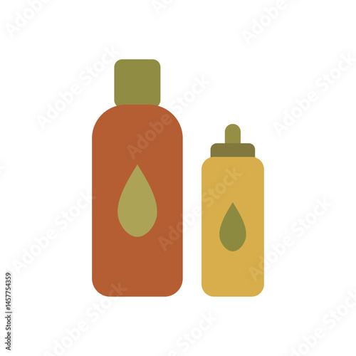 Minimalist Illustration of Liquid Containers in Brown and Yellow Tones