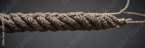 Frayed rope, near breaking point, fibers unraveling ,  grunge, rope