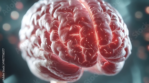 Artificial intelligence chip inside a human brain 3D render technology concept