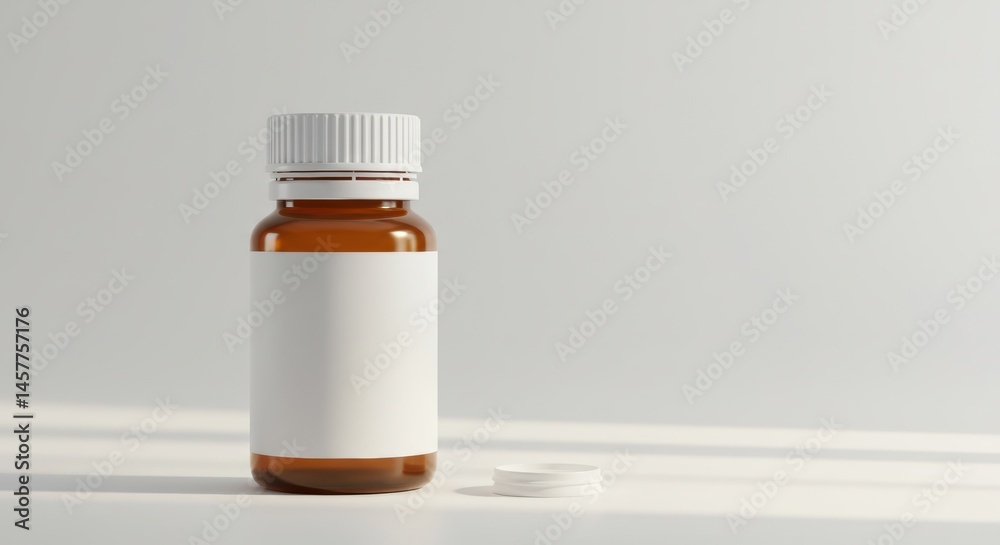 Amber Bottle with Label and Lid Amber Bottle with Label and Lid