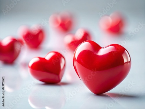 Minimalist Bright Red Hearts - Valentine's Day Stock Photo