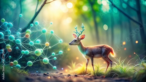 Minimalist Forest Animal Chemistry: Whimsical Wildlife Science Backgrounds