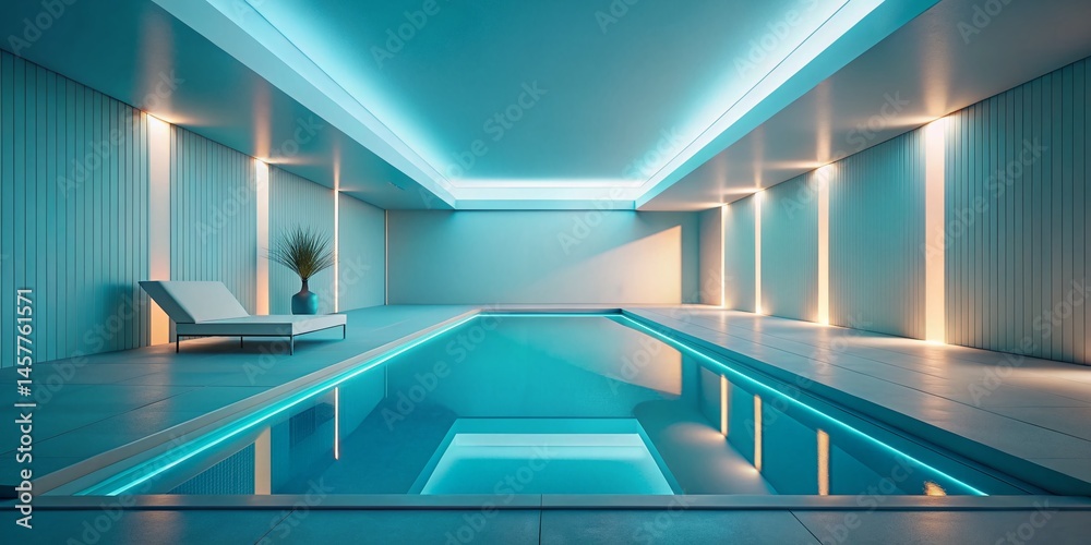 Fototapeta premium Minimalist Futuristic Swimming Pool: Sleek Design, Geometric Shapes, Abstract Architecture