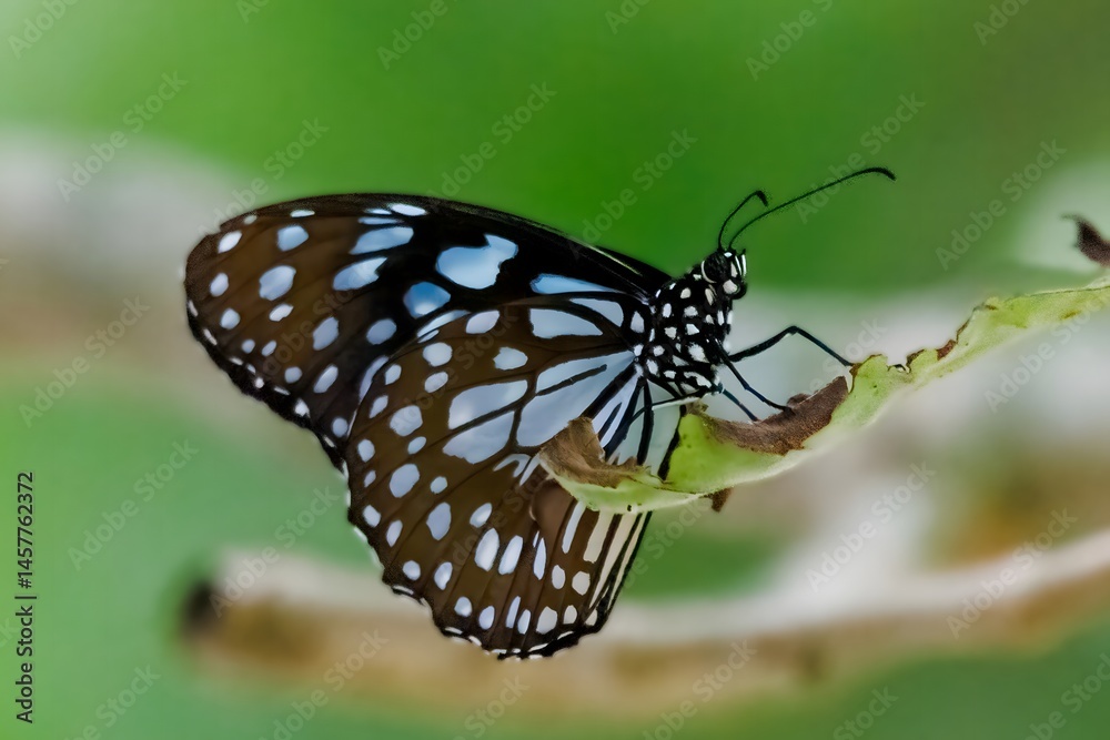 Obraz premium Blue Glassy Tiger on a leaf