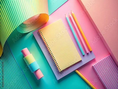 Minimalist Journaling Background: Geometric Curvilinear Lines & Soft Hues