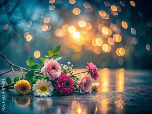 Minimalist Memorial Day Background: Subtle Floral Pattern in Low Light