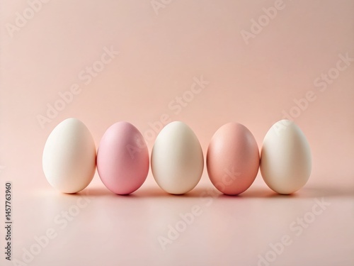 Minimalist Pastel Pink and White Kinder Egg Shaped Objects on Neutral Background