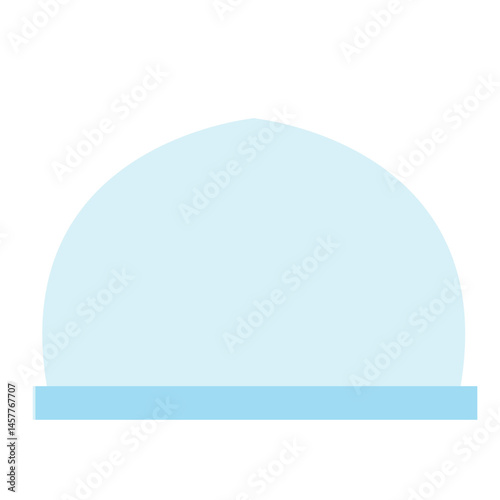 An abstract illustration of a light blue dome resting on a rectangular base of the same color. Designed in a clean, minimal, geometric style for modern creative projects.