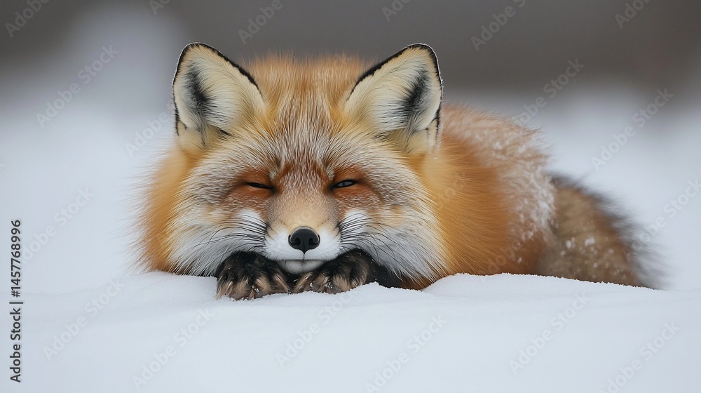 Obraz premium Red Fox in Winter Snow