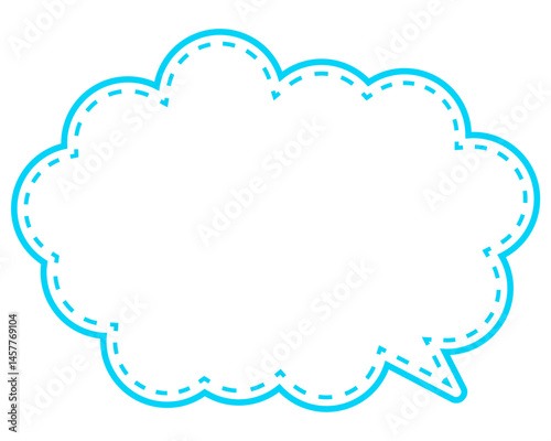 シンプルなカラー線の吹き出し　丸みのある雲形