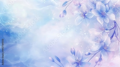 Soft blue floral background dreamlike ethereal design