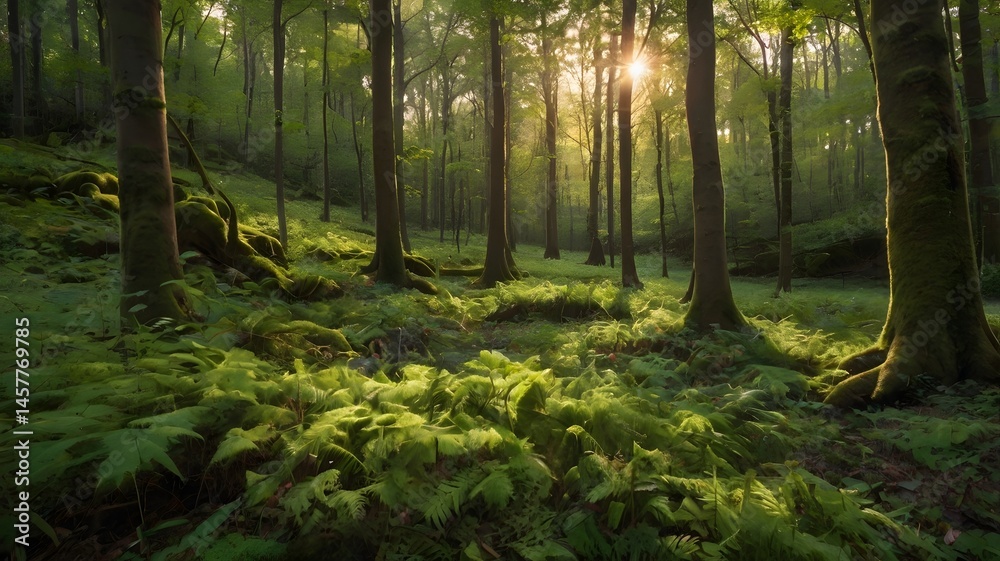 Fototapeta premium A lush green forest background