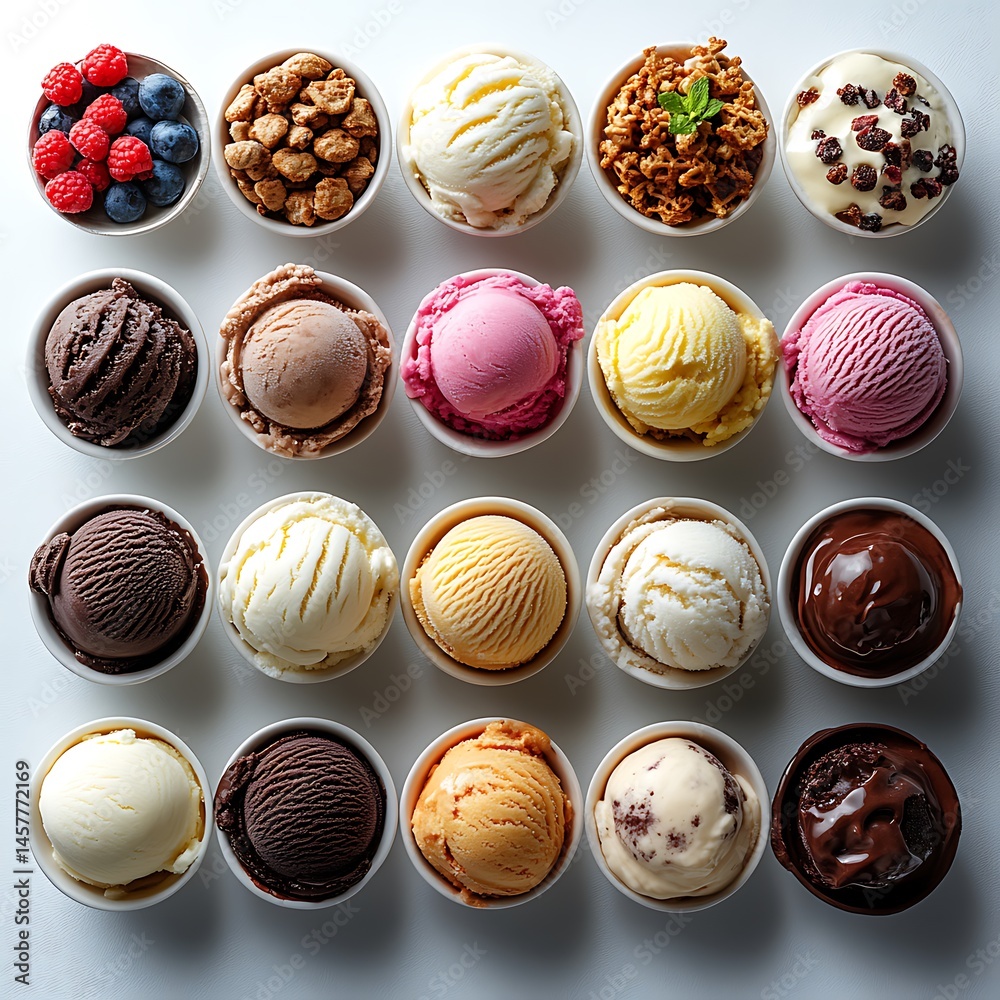Delicious ice cream variety with mint garnish and fruit high resolution images Delicious ice cream variety with mint garnish and fruit high resolution images