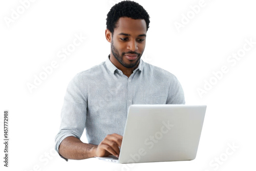african american man working on laptop