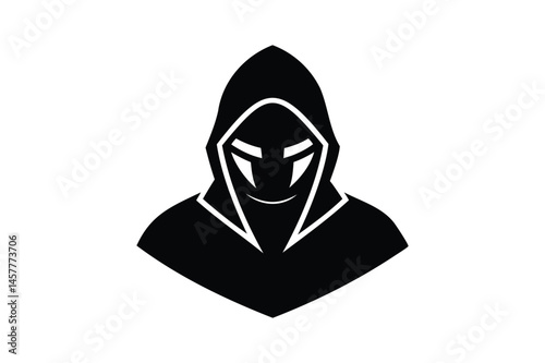 Russian hooded hacker icon silhouette