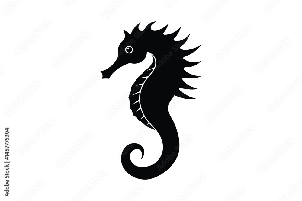 Fototapeta premium Seahorse icon silhouette on white background